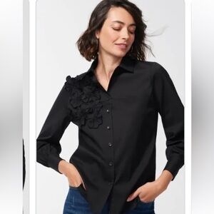 NWT Chico’s Poplin Appliqué Elegant Top